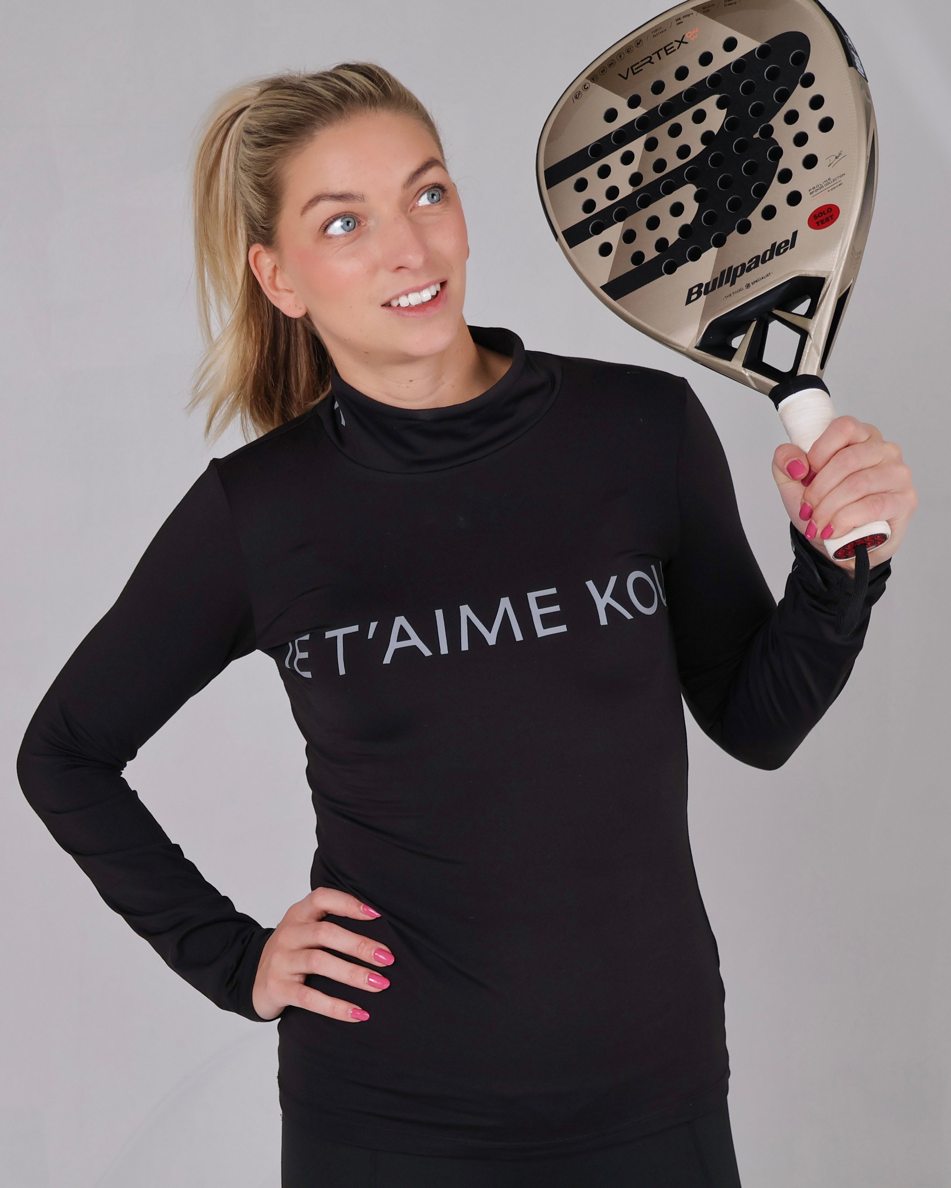Dames Je T'aime Shirt Kou - Zwart