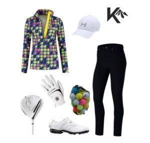 Golf outfit houndstooth combination