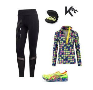 Running outfit houndstooth combination