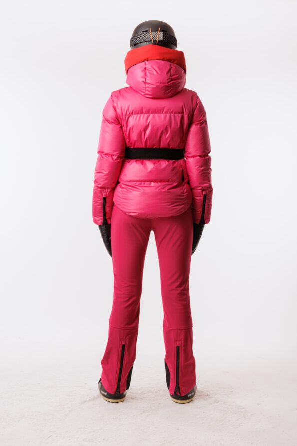 veste de ski rose pantalon de ski dos rose